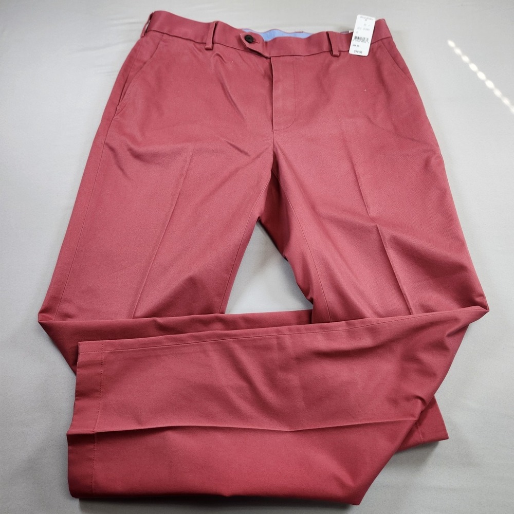 Brooks Brothers Advantage Chino Milano Pants Men 34x32 Red Cotton Solid New